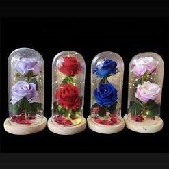RÓŻA WIECZNA W SZKLE ŚWIECĄCA LED PREZENT.