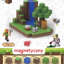 KLOCKI MAGNETYCZNE MINECRAFT 128 ELEMENTÓW.