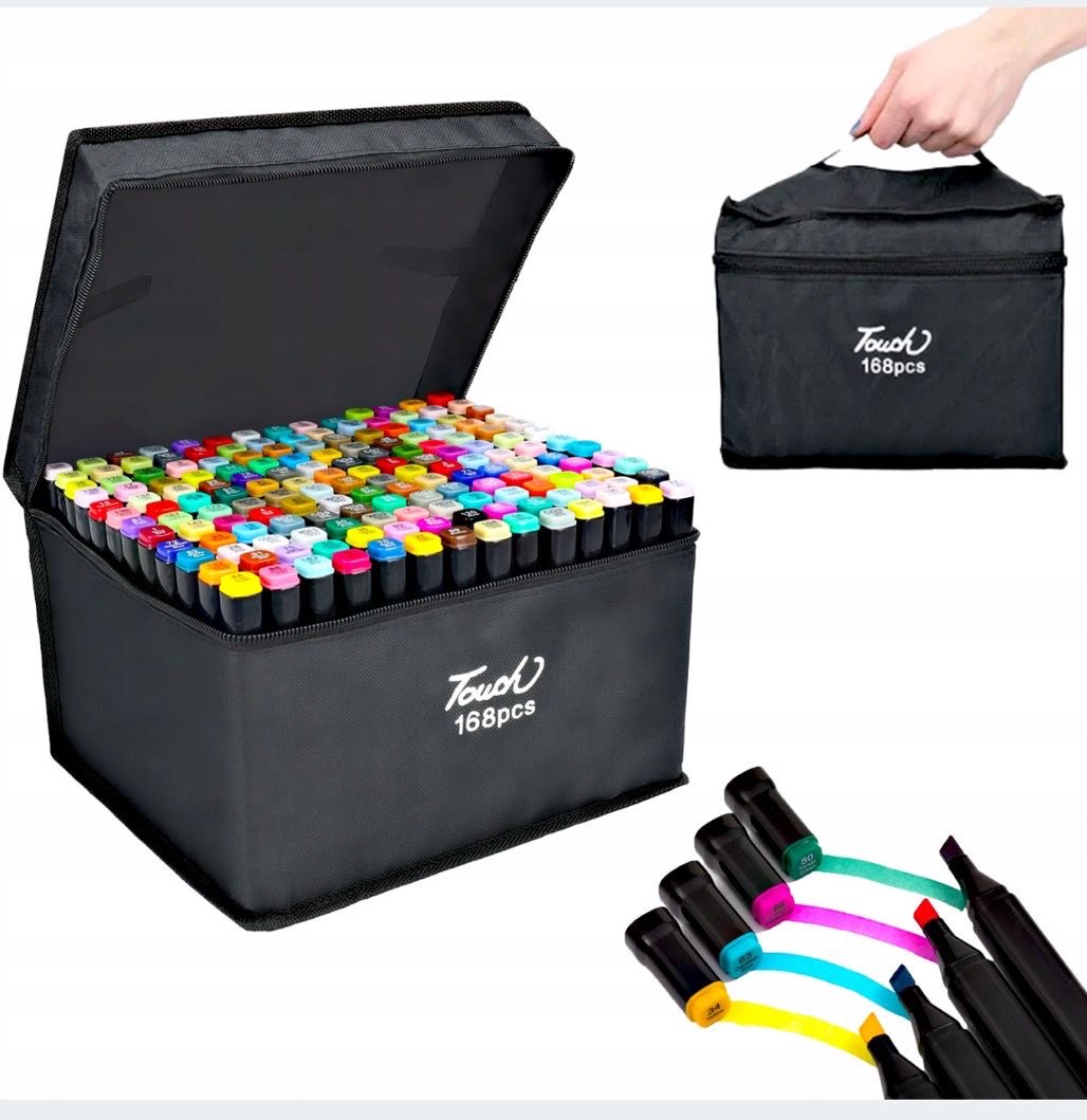 MARKERY DWUSTRONNE ALKOHOLOWE W ETUI ZESTAW 168PCS.