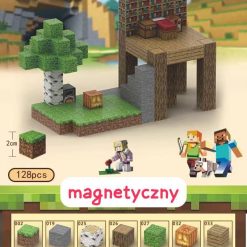 KLOCKI MAGNETYCZNE MINECRAFT 128 ELEMENTÓW.