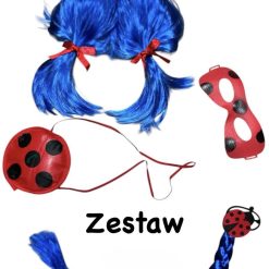 ZESTAW BIEDRONKA PERUKA MASKA KLIPSY WARKOCZ.
