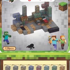 KLOCKI MAGNETYCZNE MINECRAFT 128 ELEMENTÓW.