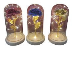 RÓŻA WIECZNA W SZKLE ŚWIECĄCA LED PREZENT.