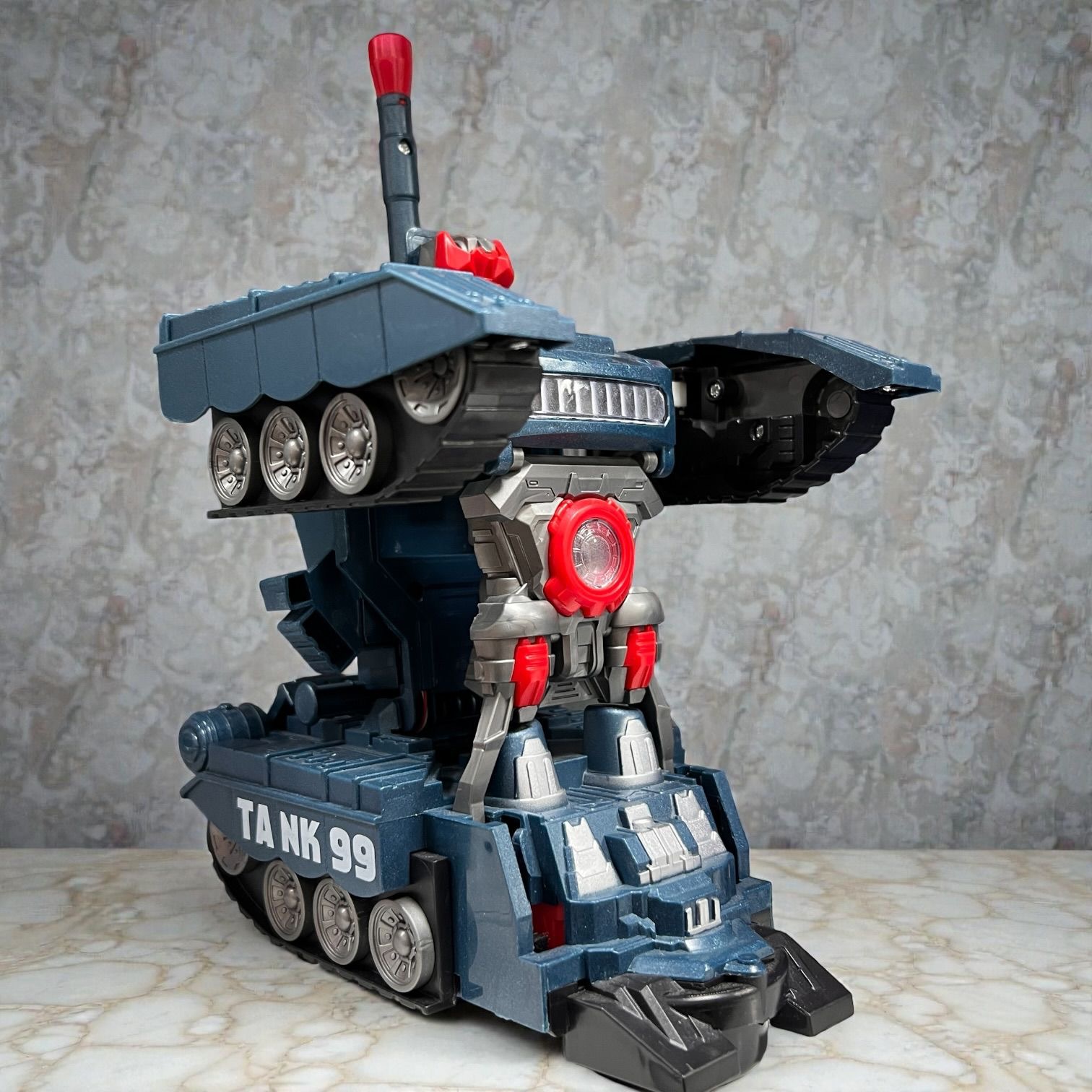 CZOŁG TRANSFORMUJĄCY ROBOT 2W1 JEŹDZIK DŹWIĘKI LED.