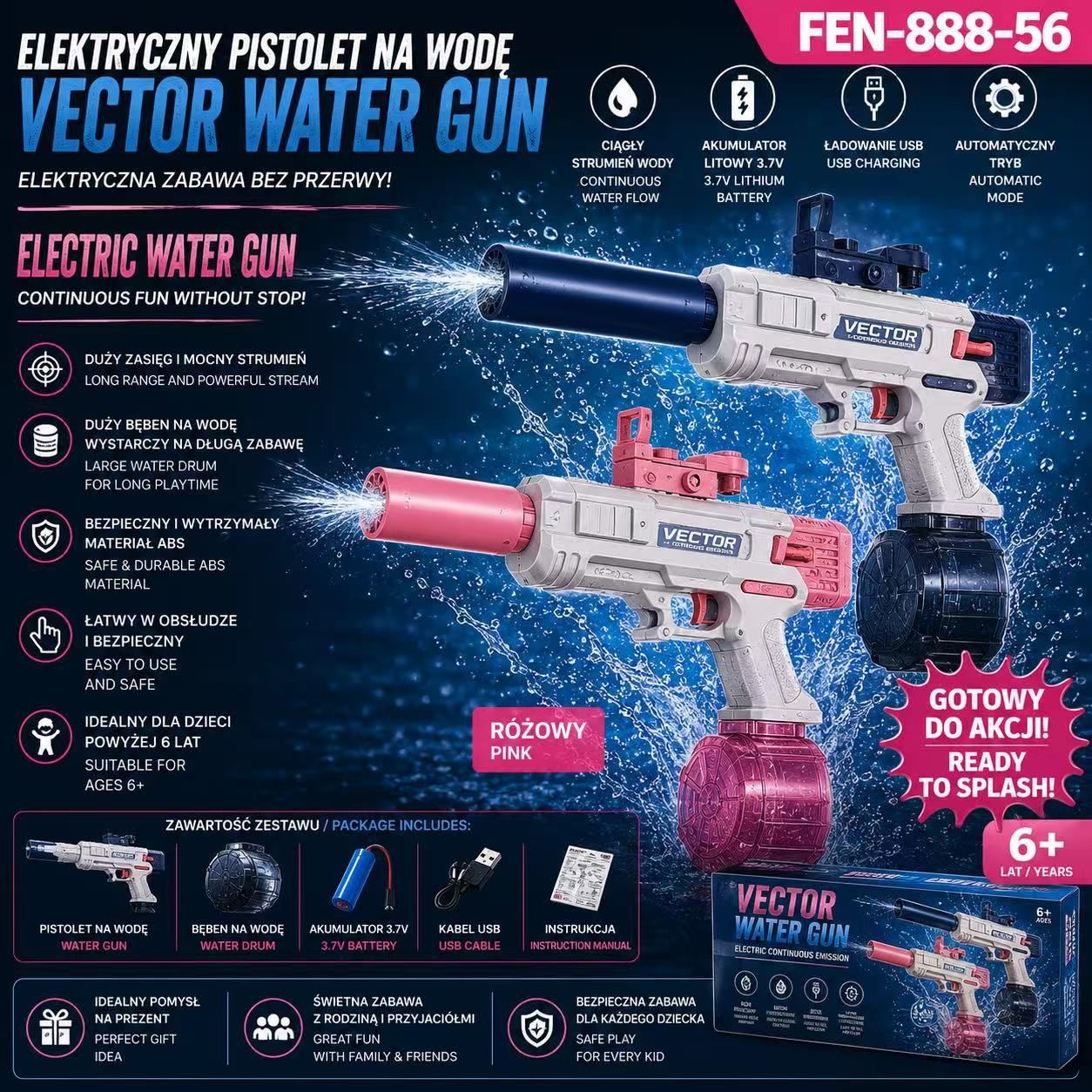 PISTOLET AUTOMATTYCZNY ELEKTRYCZNY NA WODĘ. - obrazek 2