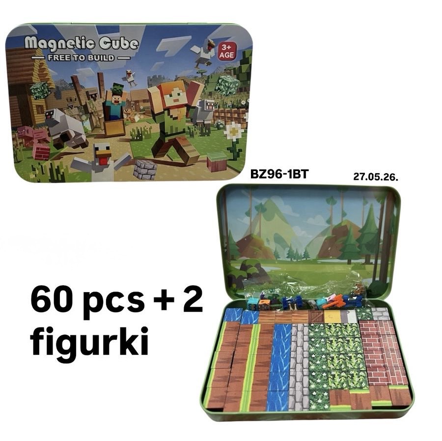 KLOCKI MAGNETYCZNE KONSTRUKCYJNE 60+2 ELEMENTÓW.
