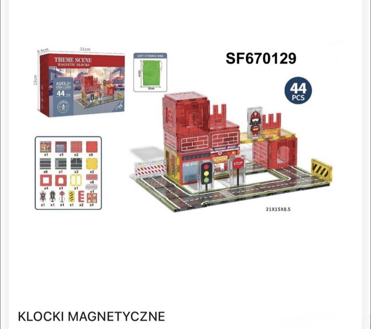 KLOCKI MAGNETYCZNE KONSTRUKCYJNE 44 ELEMENTÓW.