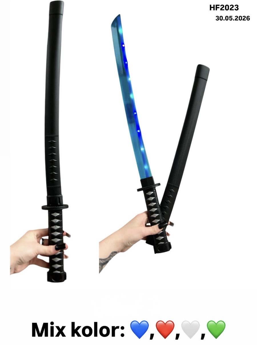 MIECZ ŚWIATŁEM I DŹWIĘKIEM WIRUJĄCY FIGURKI 40CM.