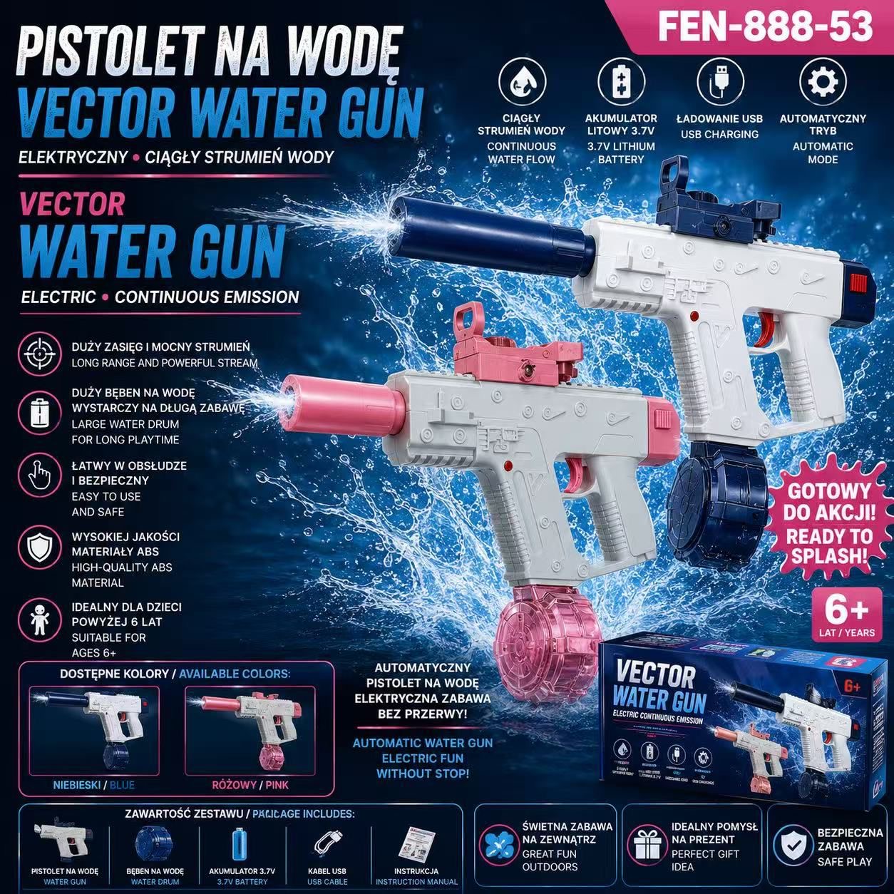 PISTOLET AUTOMATTYCZNY ELEKTRYCZNY NA WODĘ. - obrazek 2