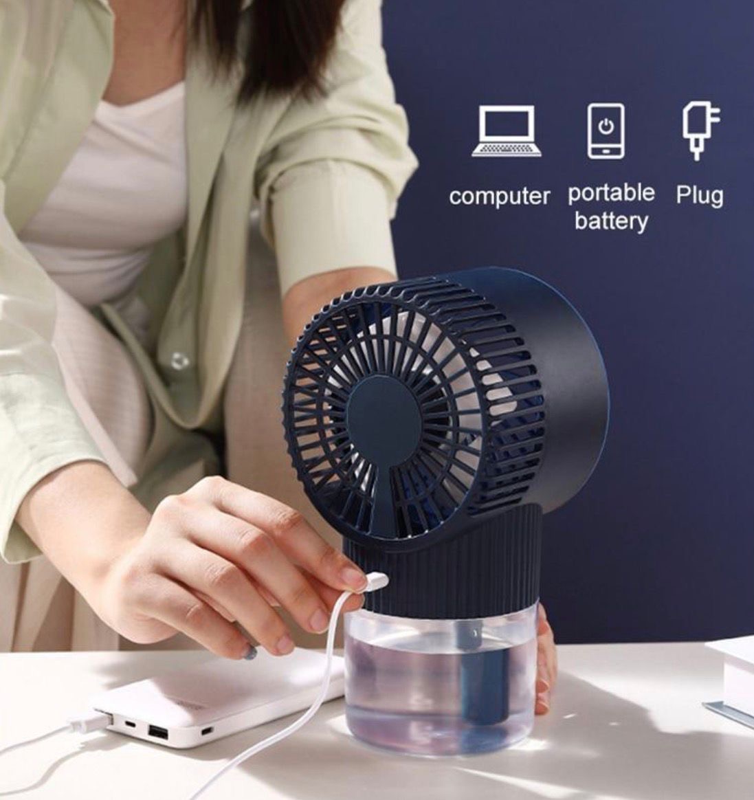 WENTYLATOR PRZENOŚNY KLIMATYZATOR CHŁODZĄCY USB AKUMULATOR.