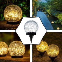 DEKORACYJNA LAMPA SOLARNA W KSZTAŁCIE SZKLANEJ KULKI 30LED.