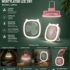 WENTYLATOR PRZENOŚNY LED AKUMULATOR USB.