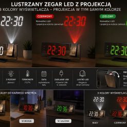 CYFROWY ZEGAR LED Z LUSTREM BUDZIKIEM i TERMOMETREM.