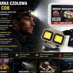 LATARKA CZOŁOWA MOCNA LED COB USB-C