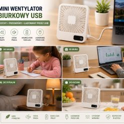 MINI WENTYLATOR BIURKOWY USB.
