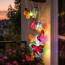 LAMPKA SOLARNA GIRLANDA WIETRZNA MOTYLKI LED.