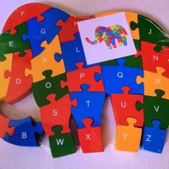 PUZZLE EDUKACYJNE SŁONIE DREWNIANE.