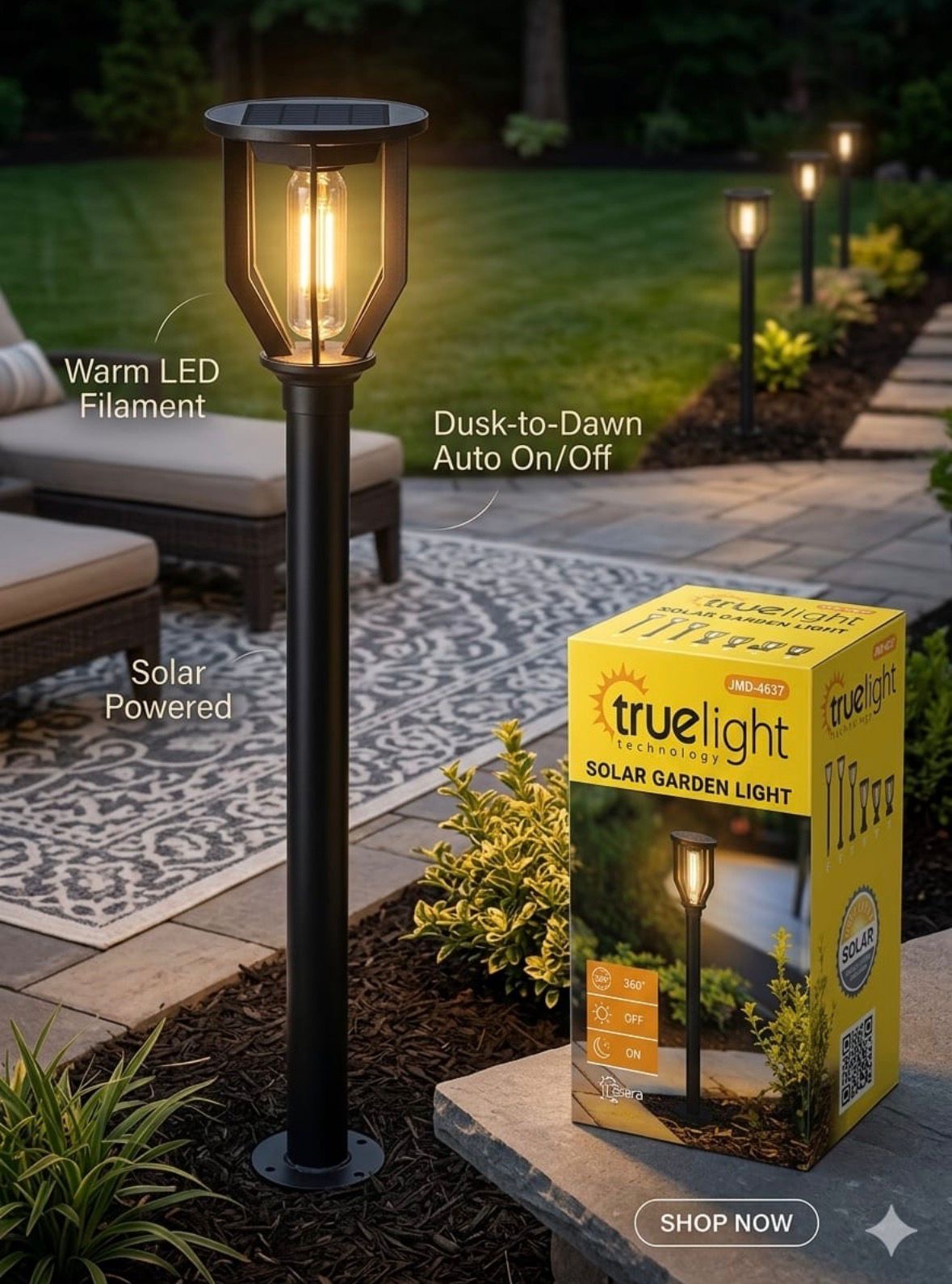 LAMPA SOLARNA OGRODOWA WYSOKOŚĆ 78CM.