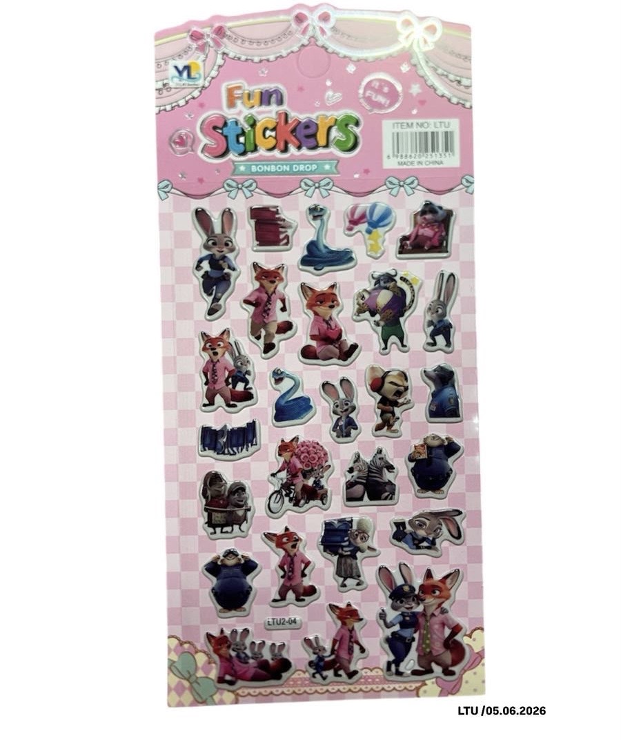 ZESTAW NAKLEJKI STICKERS ZOOTOPIA DLA DZIECKA.