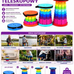 STOŁEK TELESKOPOWY SKŁADANY KOLOROWY.