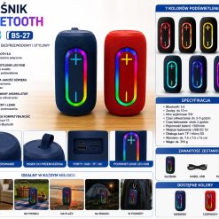 GŁOŚNIK BEZPRZEWODOWY BLUETOOTH LED.