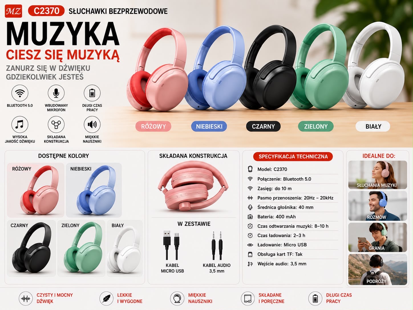 SŁUCHAW BEZPRZEWODOWE BLUETOOTH.