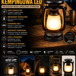 LAMPA RETRO KEMPINGOWA LEDOWA USB.