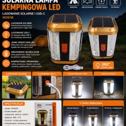 LAMPA SOLARNA KEMPINGOWA LED USB-C.