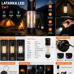 LATARKA AKUMULATOROWA LED COB USB-C.
