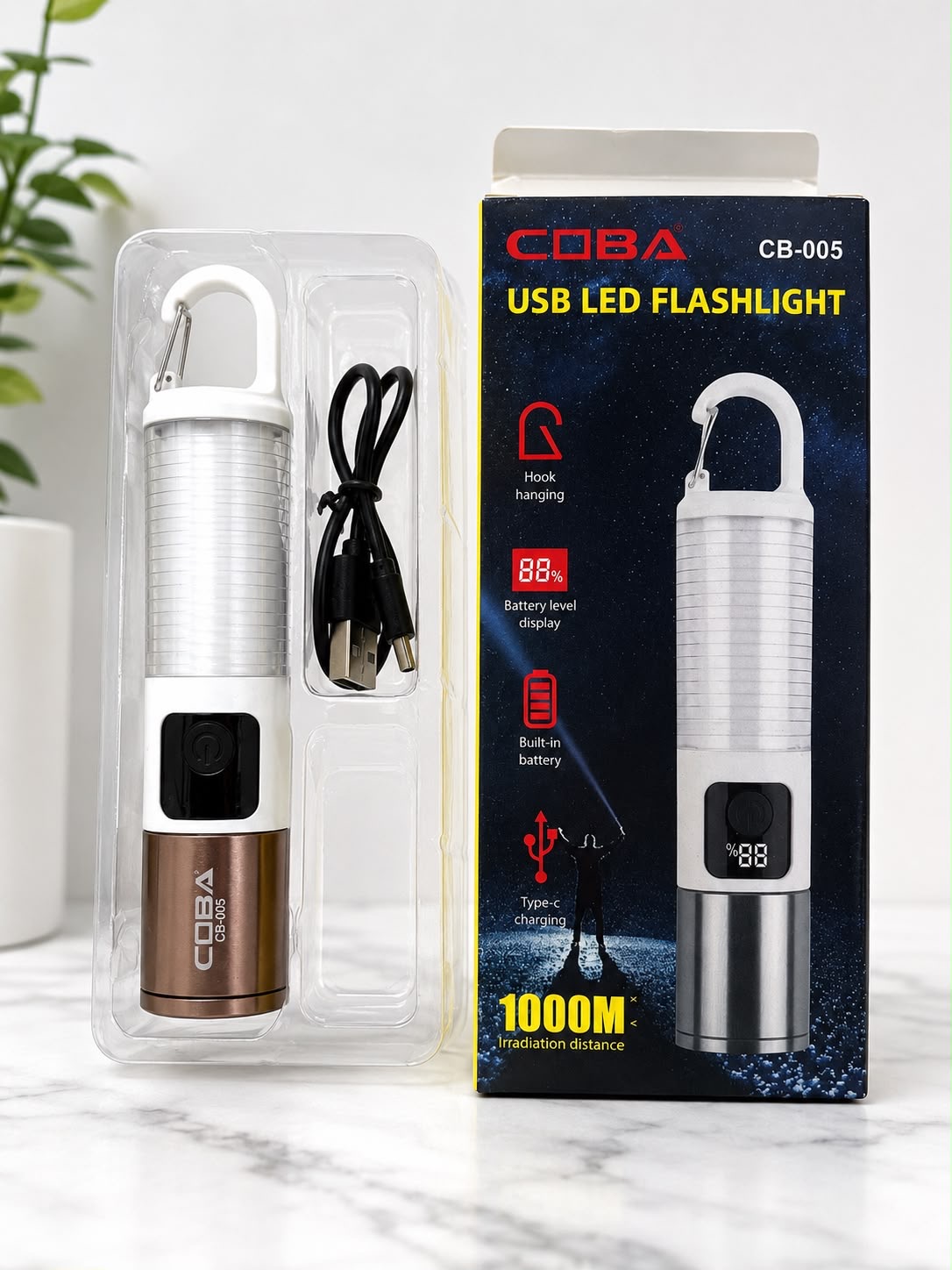 LATARKA AKUMULATOROWA LED COBA USB-C.