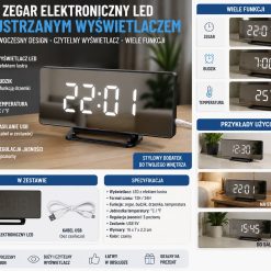 ZEGAR LED LUSTRZANY WYŚWIETLACZ CYFROWY USB.