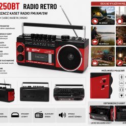 RADIO KASETOWE PRZENOŚNE BLUETOOTH USB.