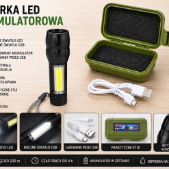 LATARKA LED AKUMULATOROWA Z ETUI.