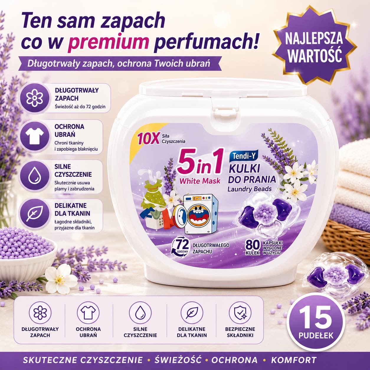 KAPSUŁKI 15 SZTUK DO PRANIA.