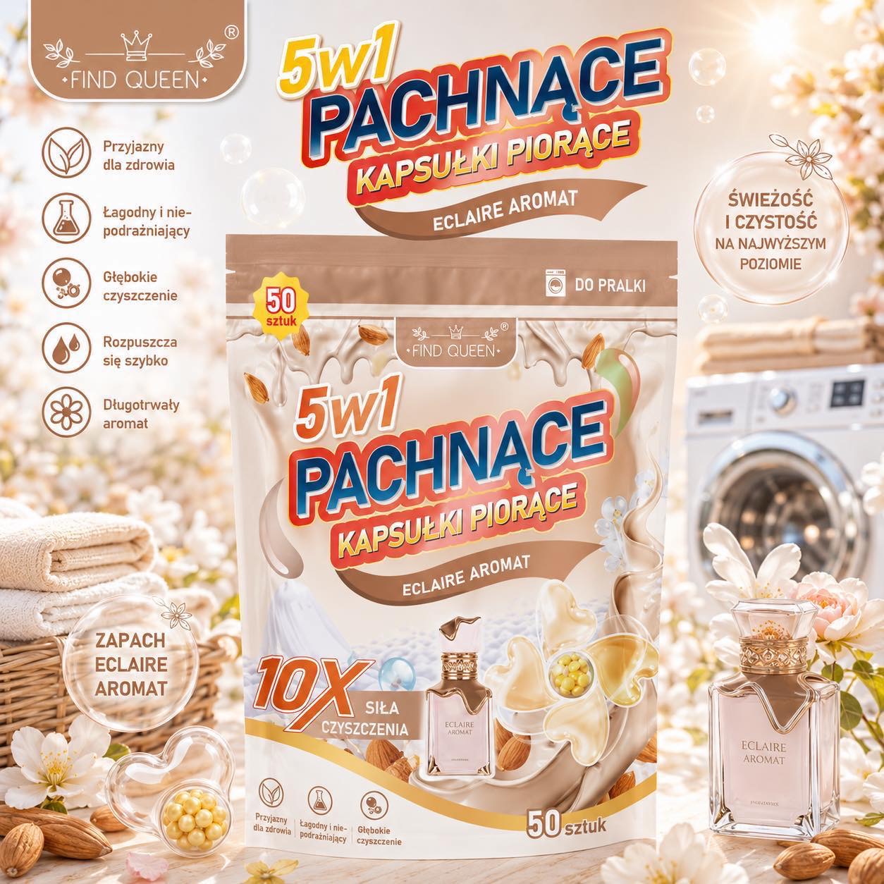 KAPSUŁKI 50 SZTUK PIORACE PACHNACE DO PRANIA 5W1.