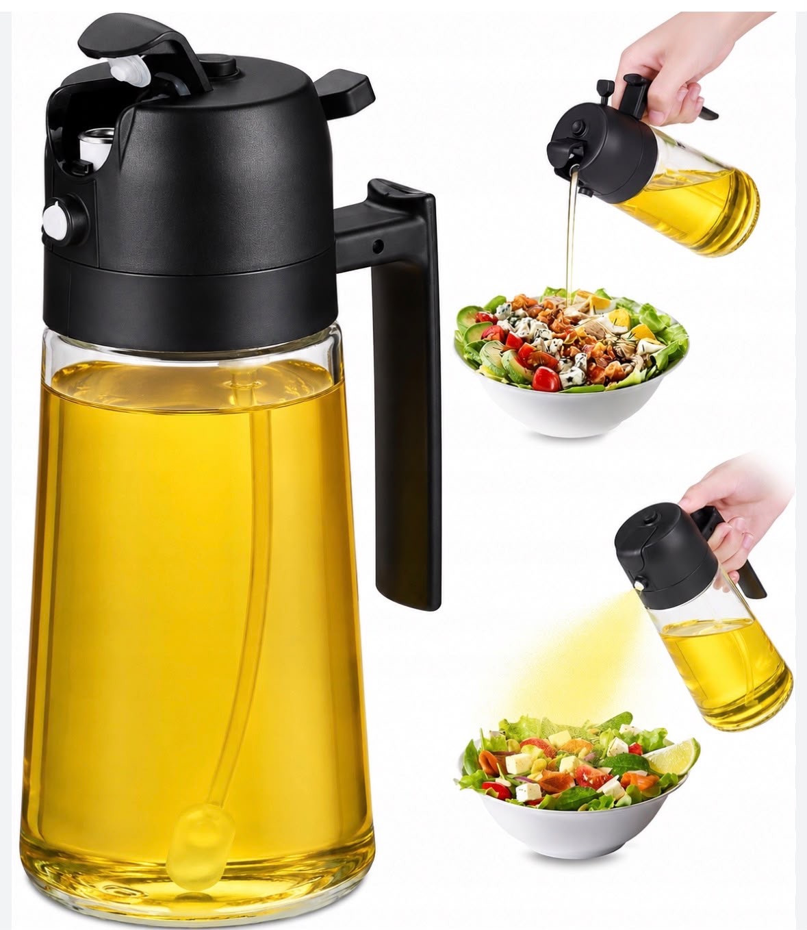 BUTELKA DO OLIWY 2W1 ZE SPRYSKIWACZEM DOZOWNIKIEM 470ml. - obrazek 3