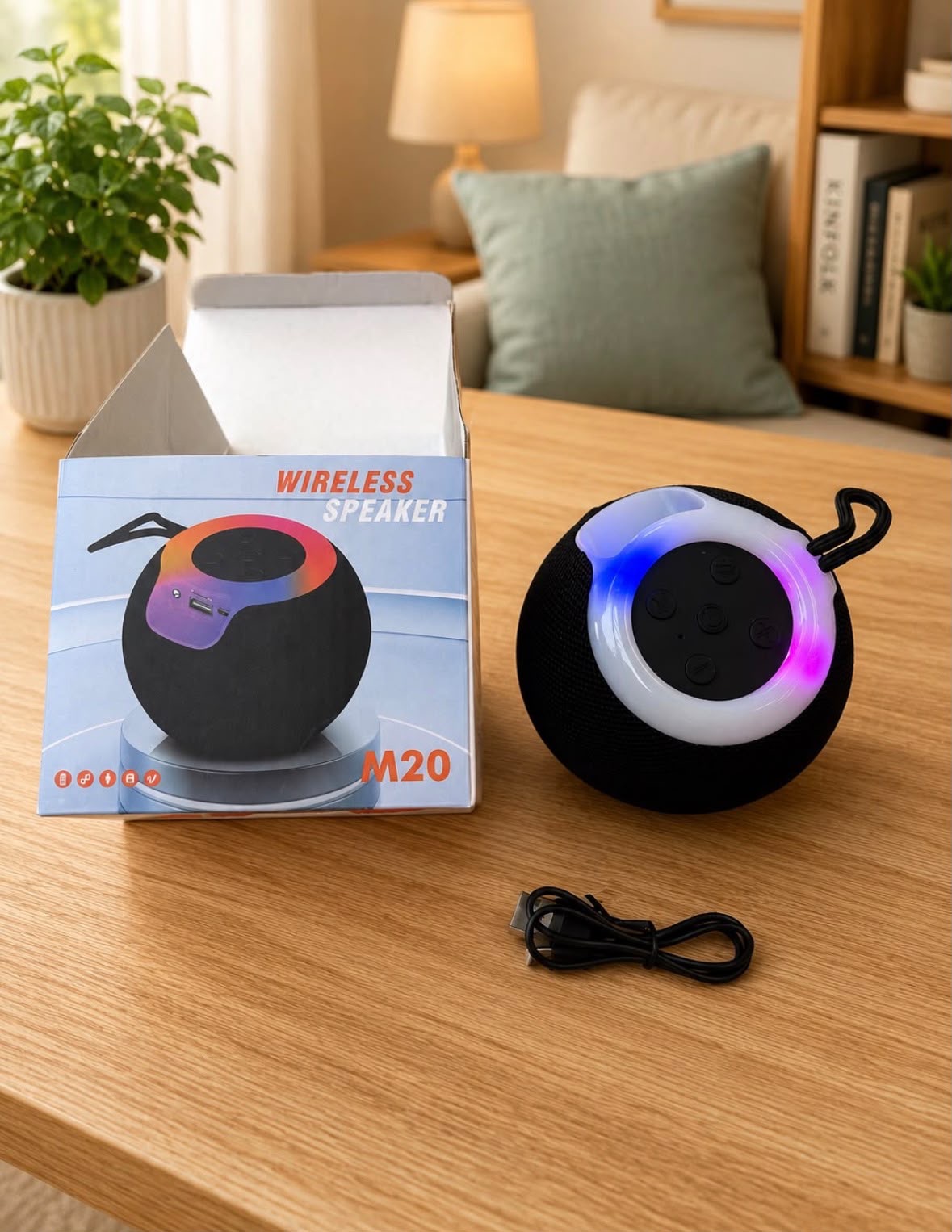 GŁOŚNIK BLUETOOTH M20 Z PODŚWIETLENIEM LED. - obrazek 2