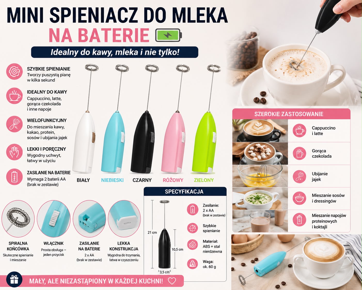 SPIENIACZ DO MLEKA NA BATERIA.