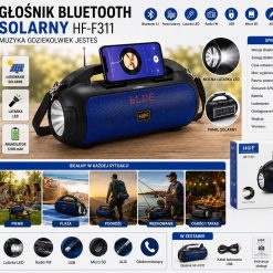 GŁOŚNIK BLUETOOTH WIELOFUNKCYJNY SOLARNA.