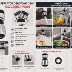PERLATOR DO KRANU 360° OSZCZĘDNOŚĆ WODY.
