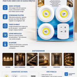 LAMPKI LED COB 3PCS Z PILOTEM.