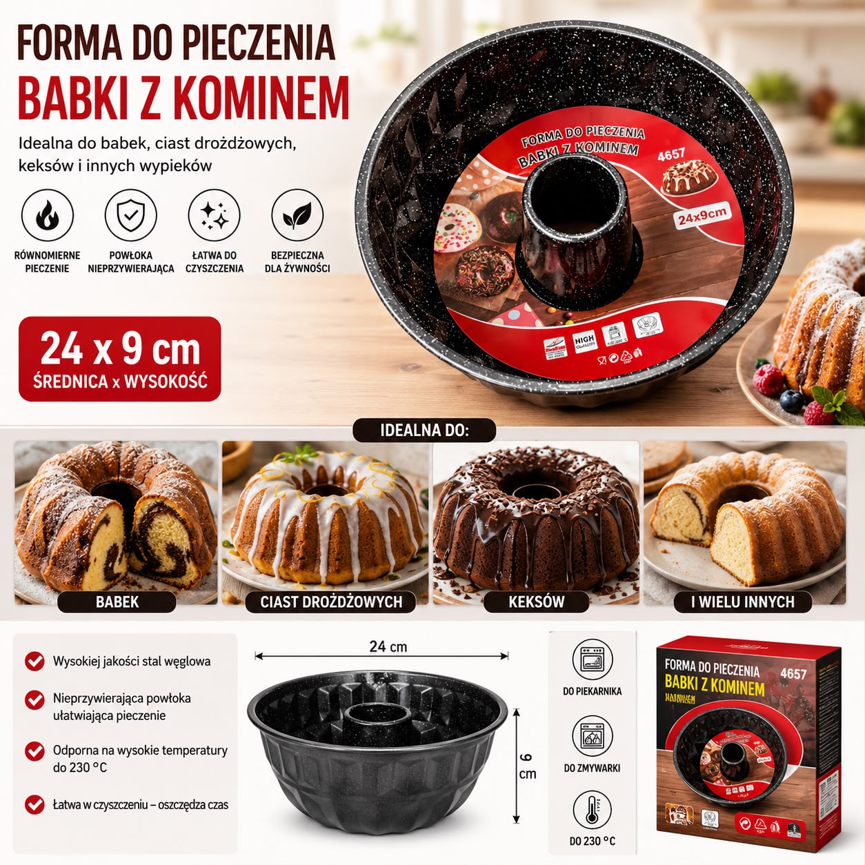 FORMA DO BABKI Z KOMINEM 24CM.