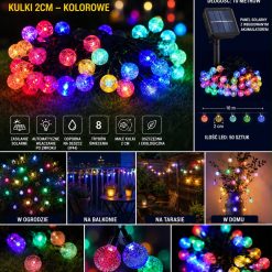 LAMPKI GIRLANDA SOLARNA OGRODOWE LED 50 KUBEK
