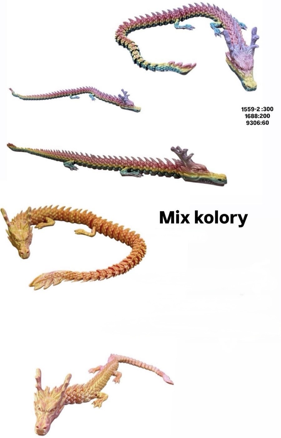 FIGURKI SMOK KRYSZTAŁOWY DRUK 3D 45CM DLA DZIECI.