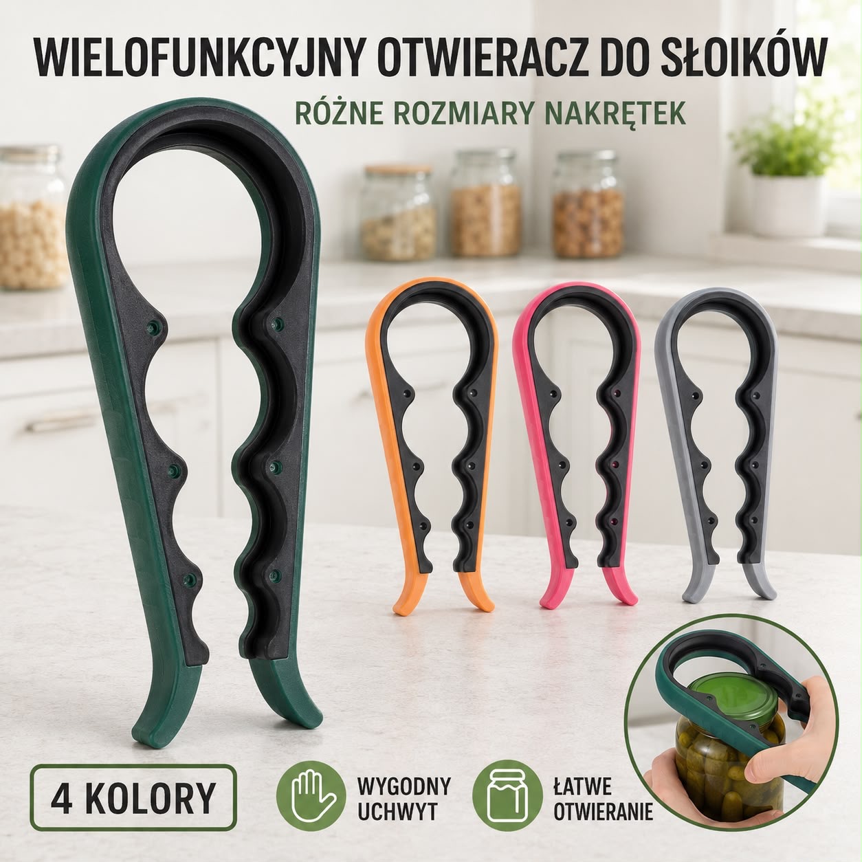 Wielofunkcyjny Otwieracz do Słoików i Butelek.