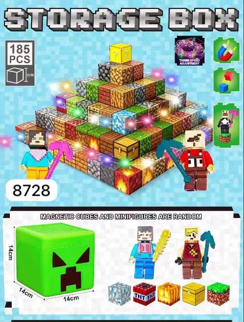 ZESTAW KLOCKI MAGNETYCZNE MINECRAFT LEDOWE 185EL.