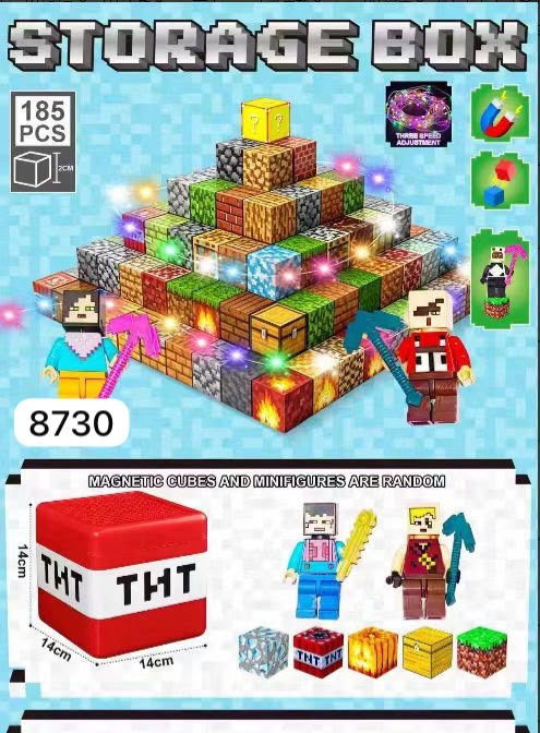 ZESTAW KLOCKI MAGNETYCZNE MINECRAFT LEDOWE 185EL.