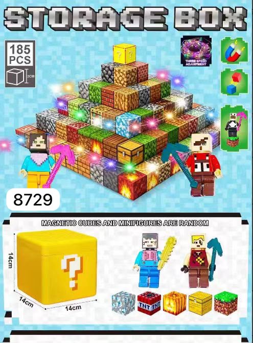 ZESTAW KLOCKI MAGNETYCZNE MINECRAFT LEDOWE 185EL.