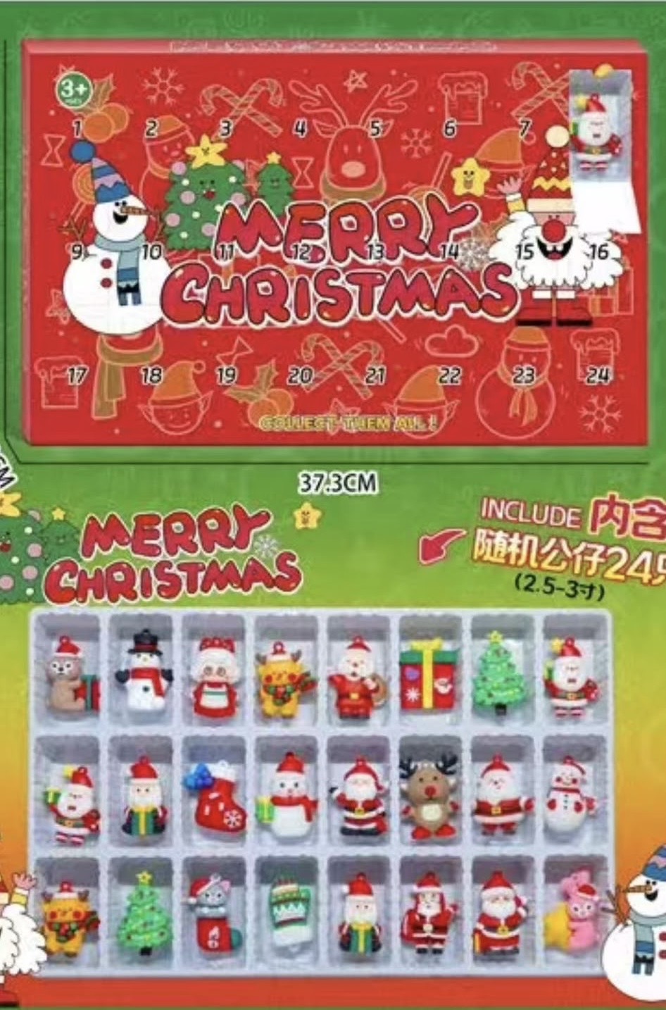 KALENDARZ ADWENTOWY FIGURKI MERRY CHRISTMAS.